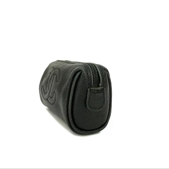 AUTH CHANEL CC Logo Caviar Skin Cosmetic Pouch Mini Bag - Picture 2 of 7